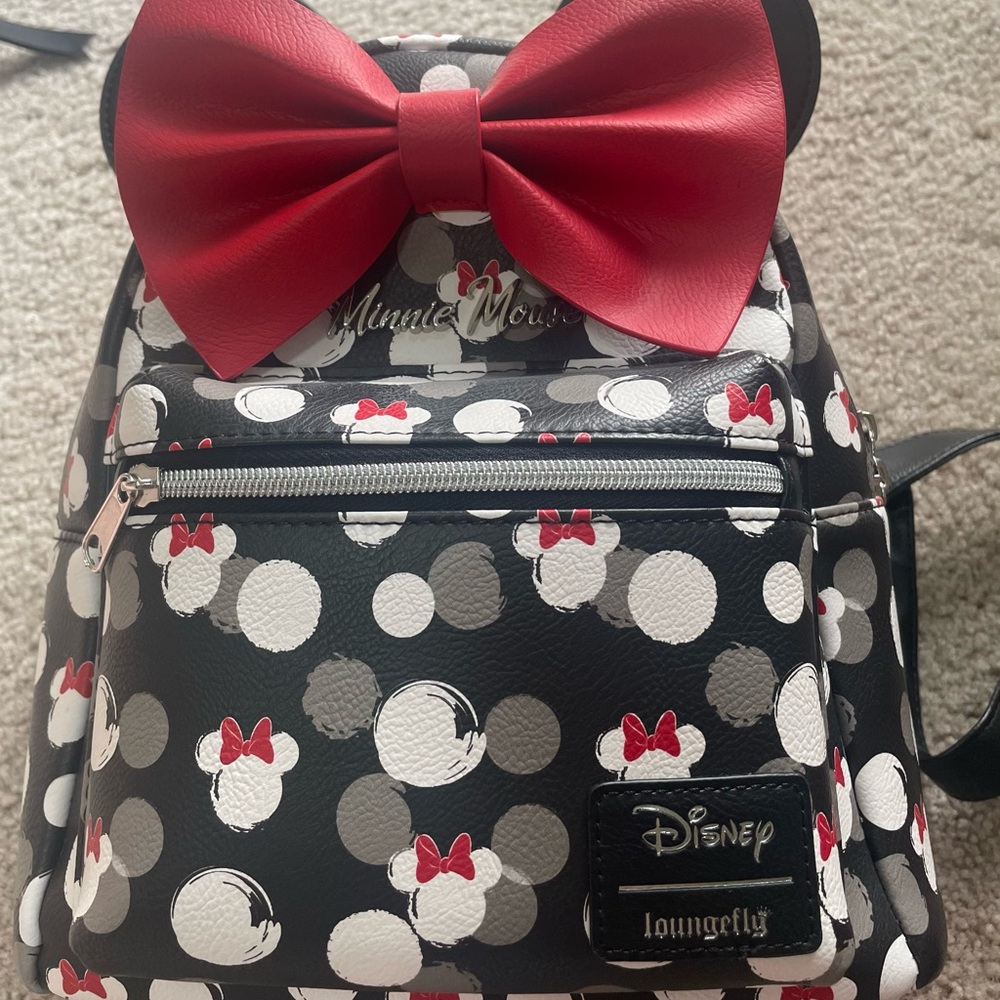 Loungefly Disney Black and White Backpack with Red Accents